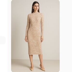 Ted Baker London Villani Knit Midi Bodycon Dress Size 2 | US Size 6 Zebra Print